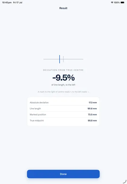 Line Bisection result screen